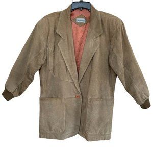 Vintage Adam Douglass Jacket Suede 80s Blazer Retro Shoulder Pads Women’s Small